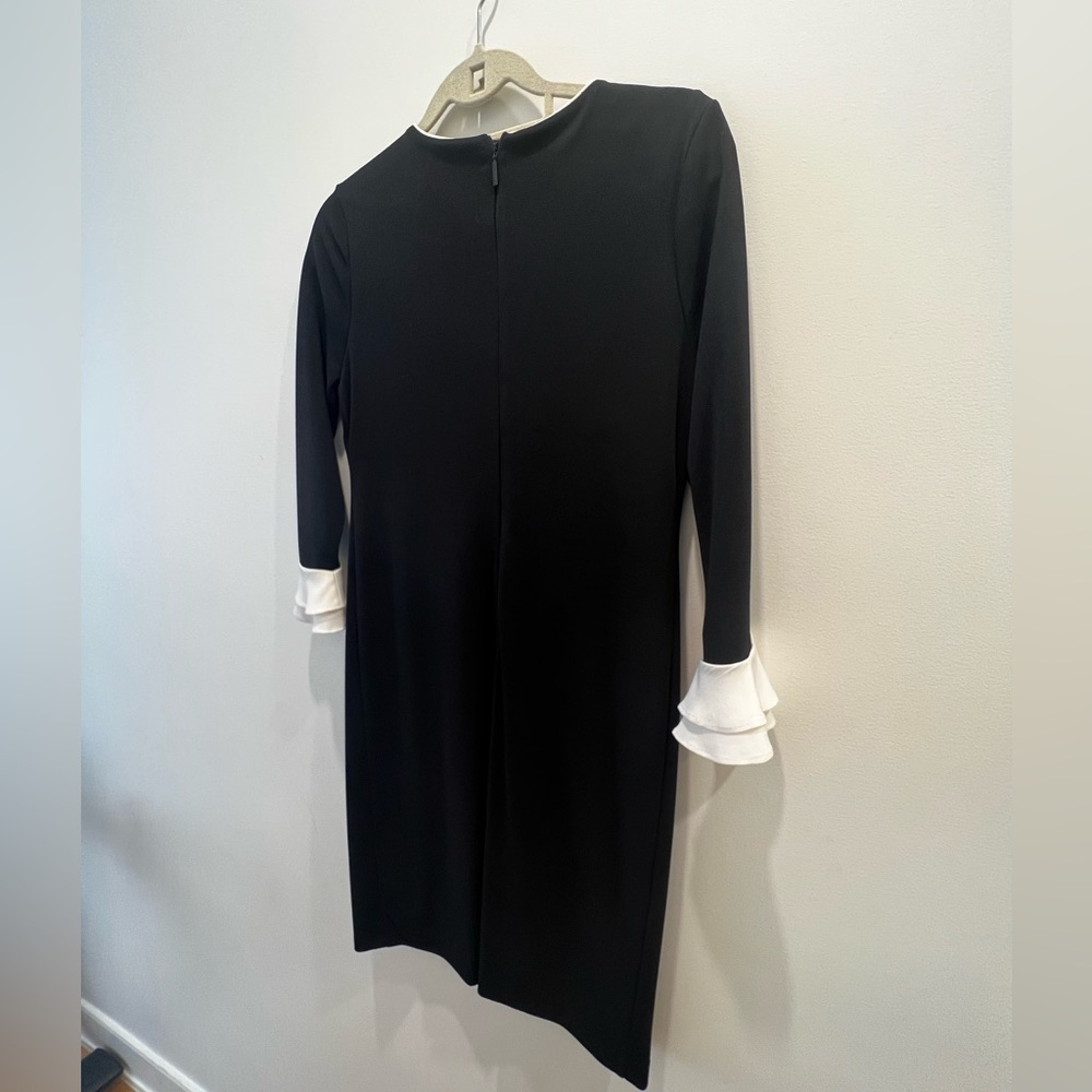 Karl Lagerfeld Black knee length dress with 3/4 length sleeves with white detail - Picture 2 of 6